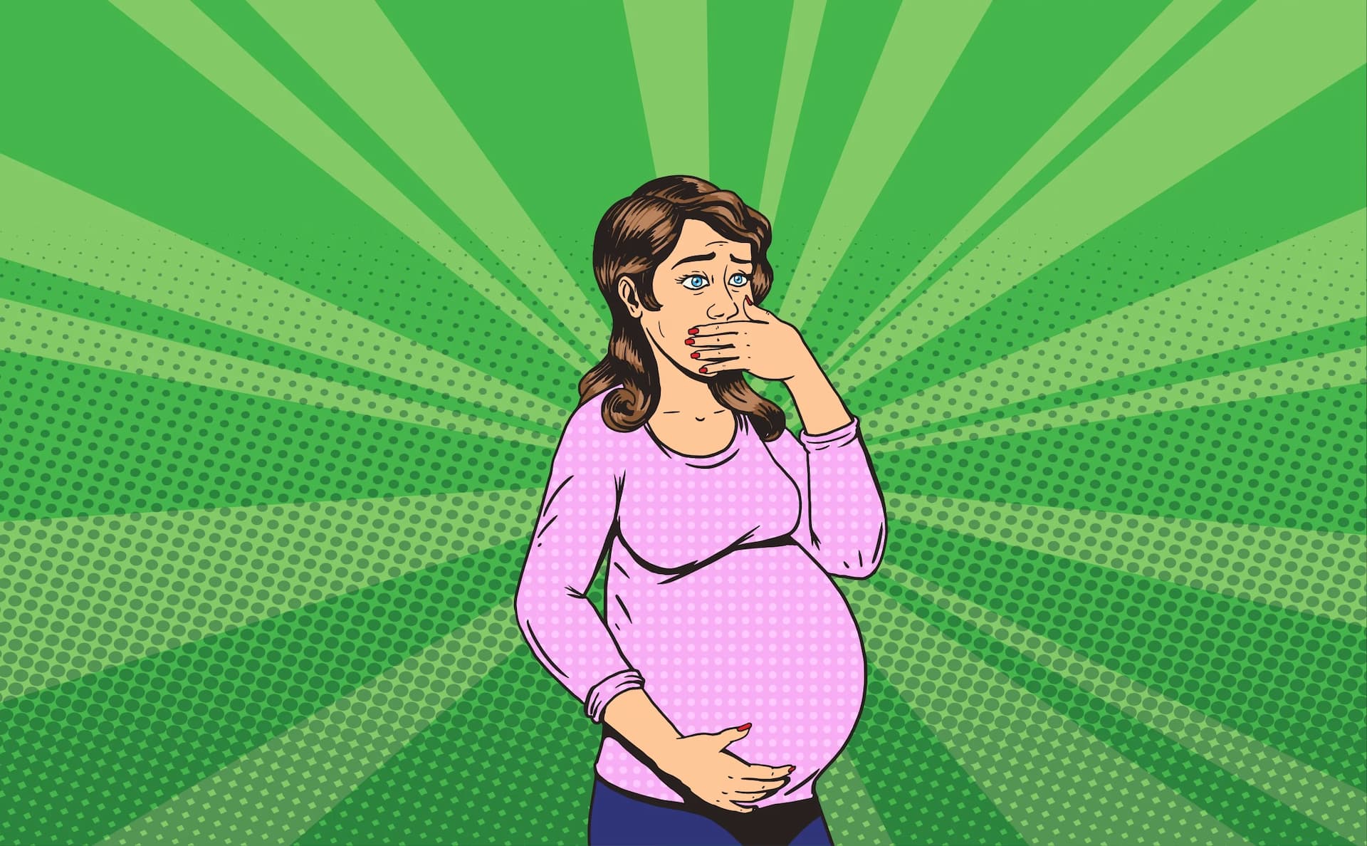 Mujer embarazada llorando por discriminación