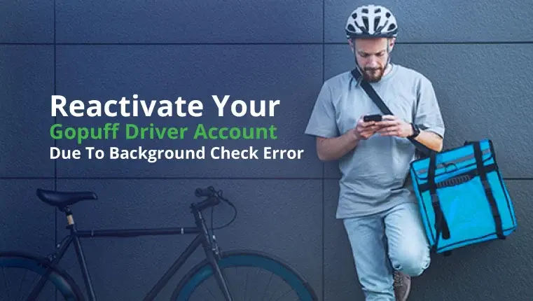 delivery man trying to reactivate his gopuff account standing neat bicycle