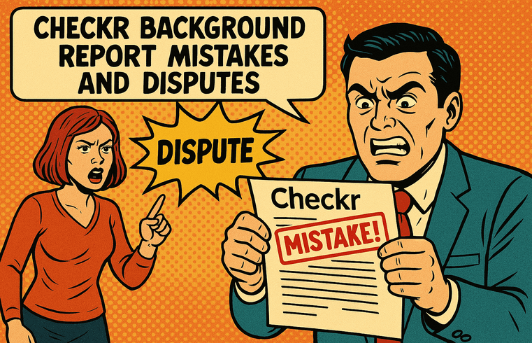 comic style picture with text about checkr dispute