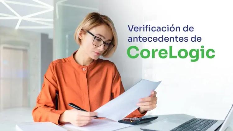 mujer desesperada al comprobar los antecedentes de Corelogic