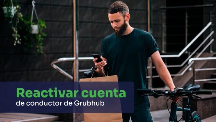 hombre con bolsas intentando reactivar su cuenta de grubhub