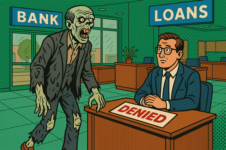 zombie comes to the bank for a loan and is refused