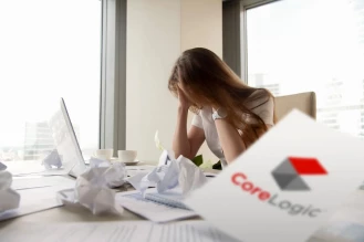 woman sitting in despair upon Corelogic background check