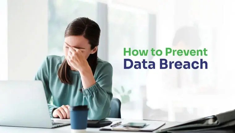 How to Prevent Data Breach woman facepalming in the office sitting behind the laptop