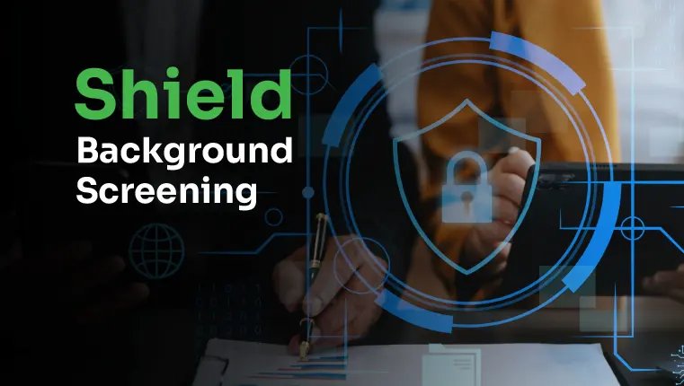 shield screening background check shield in the front of a lawyer signing document