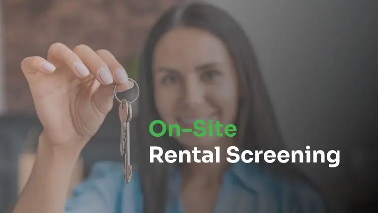 on site rental screening woman with a keys in her hand