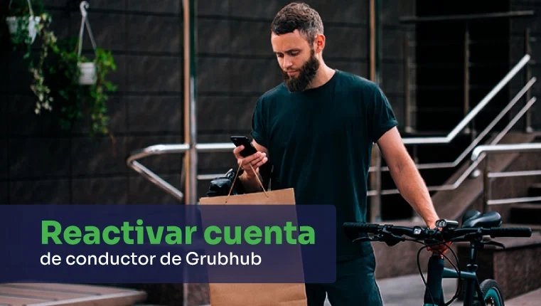 hombre con bolsas intentando reactivar su cuenta de grubhub