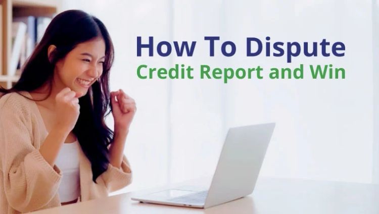 how to dispute a credit report and win a woman rejoices over her victory in court while sitting at her laptop