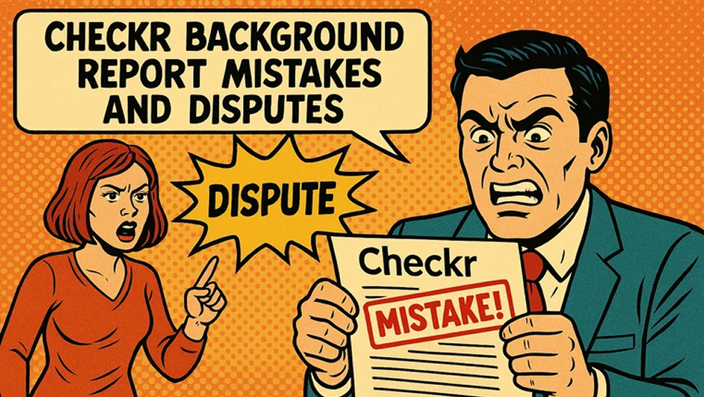 comic style picture with text about checkr dispute