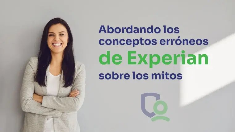 Los mitos financieros de Experian mujer de traje beige apoyada en la pared
