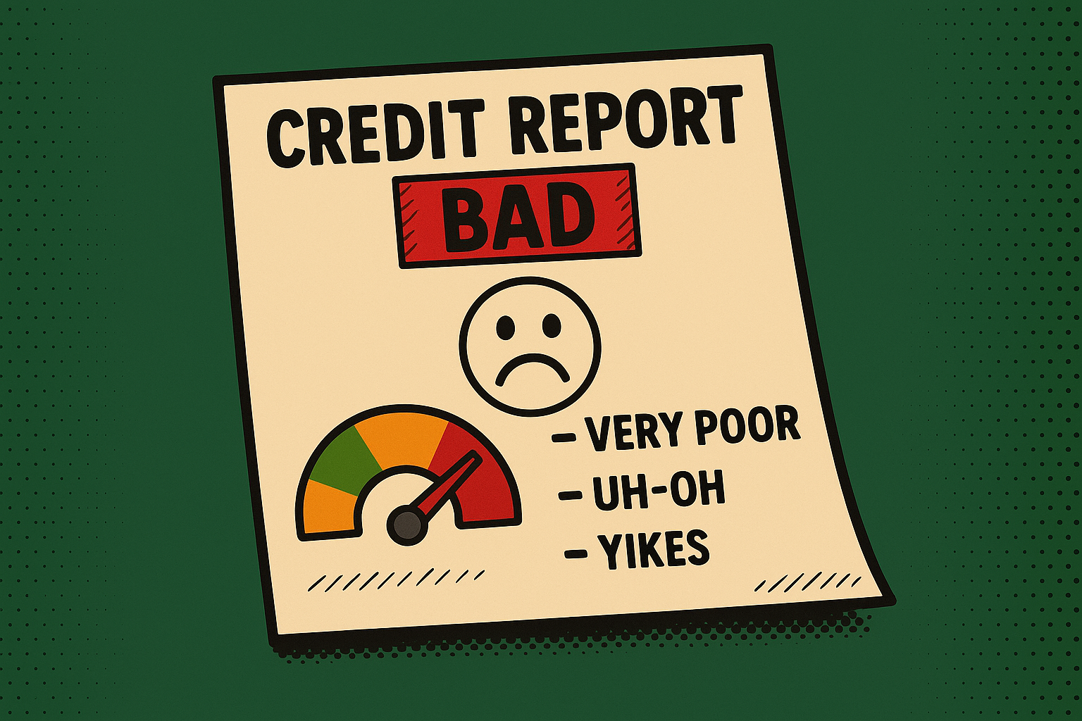 credit report bad paper and sad emoji
