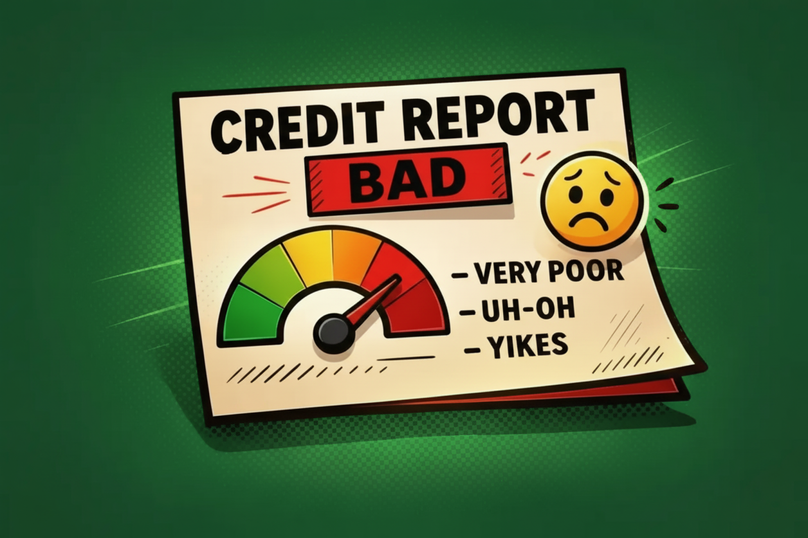 Inaccurate Information on credit report credit report bad paper and sad emoji